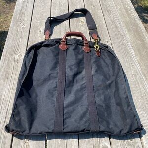 J.Crew Black Leather & Canvas Garment Bag Carry On Shoulder Strap Luggage Travel
